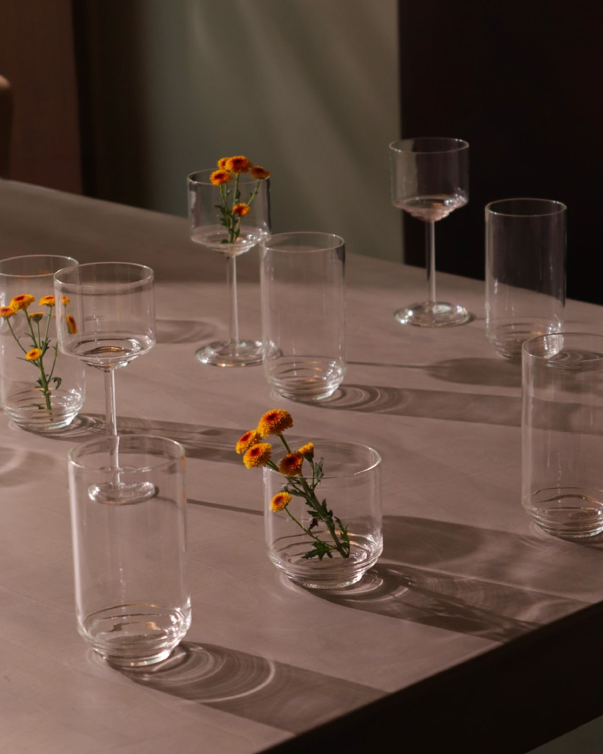 Minimal glassware table setting
