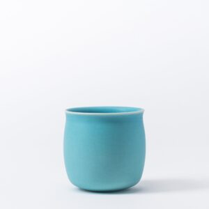 Set of 2 Medium Azure Blue Drinking Cups - Smooth Handleless Shape