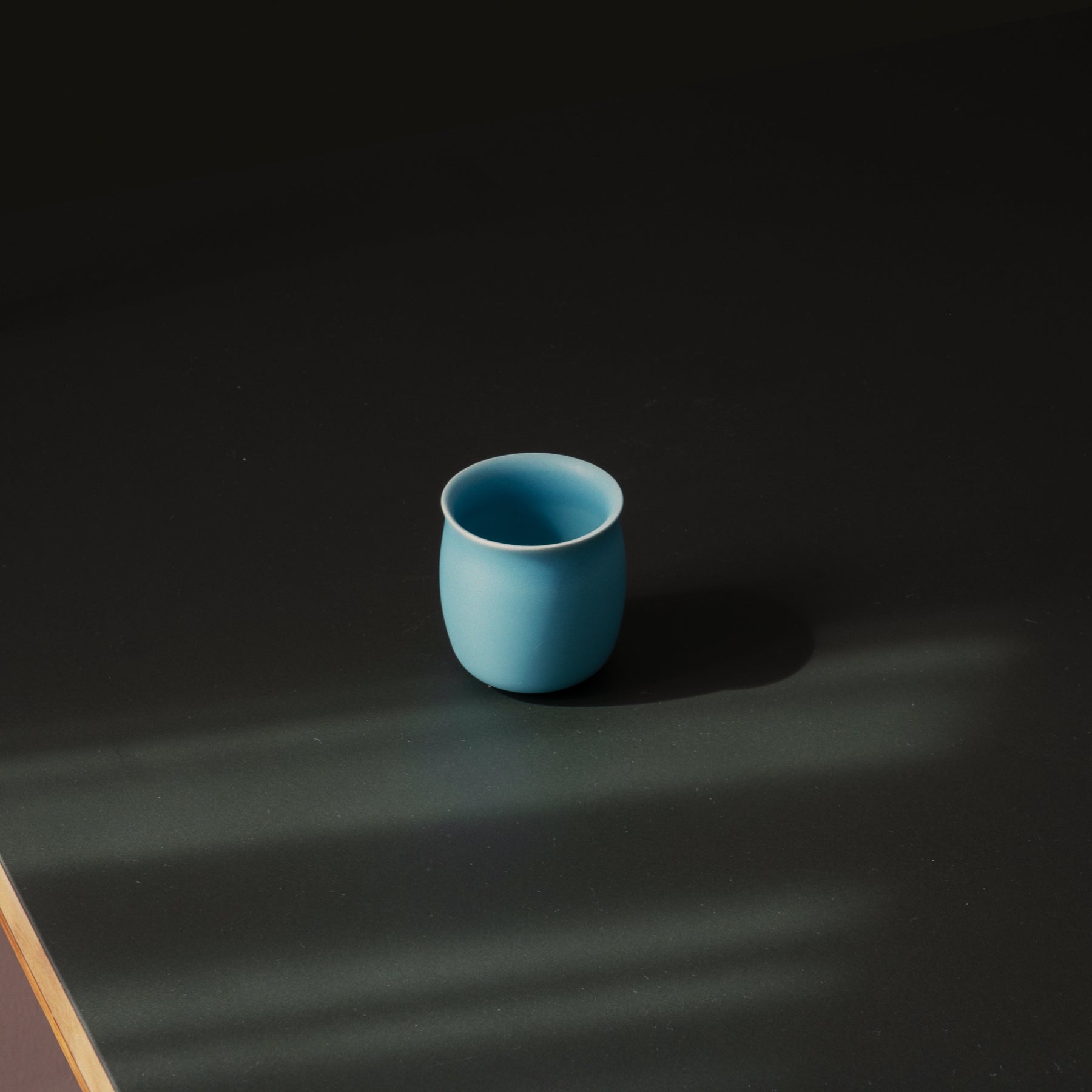 Set of 2 Small Azure Blue Tasting Cups - Rounded Ceramic Mini Set - Image 2